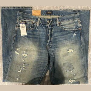 NWT Men's Polo Ralph Lauren Classic Fit Rigid Distressed Jeans